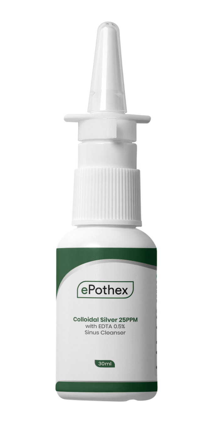 EPOTHEX Colloidal Silver/ETDA 25PPM/0.5% Nasal Spray - Clears Airway Passages - Provides Support for Chronic Sinus Challenges - 30ml