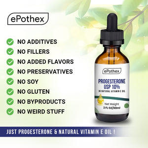 Progesterone Vitamin E Oil - Bioidentical Progesterone USP + Natural Vitamin E Oil - 2 fl oz (60ml)